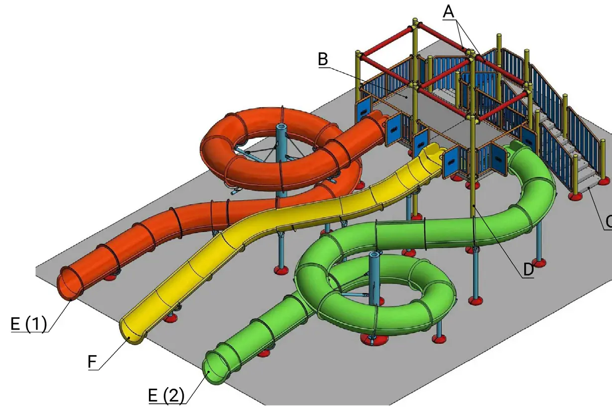 N°2 tower with n°3 slide