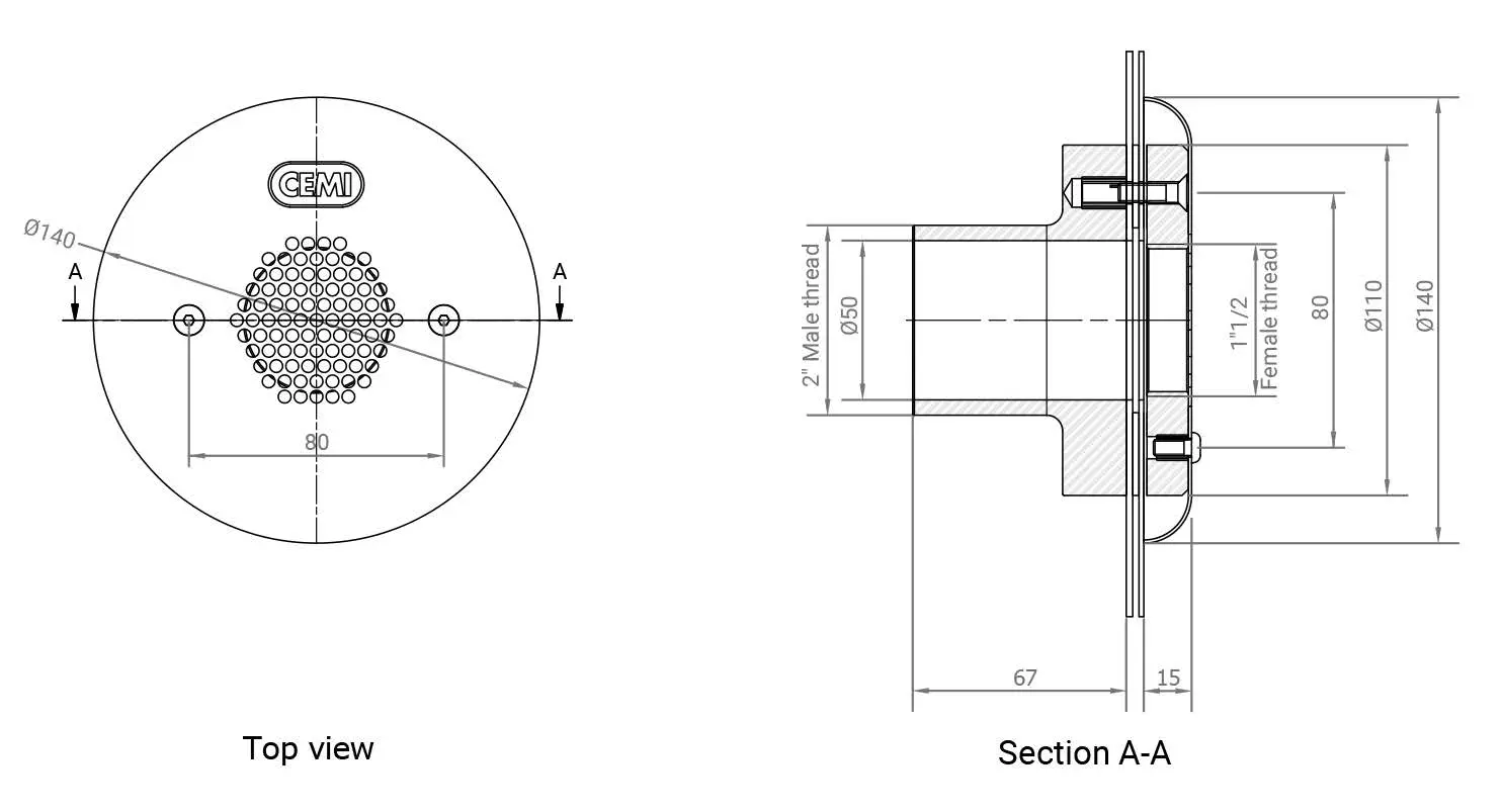 Water return inlet - Bottom