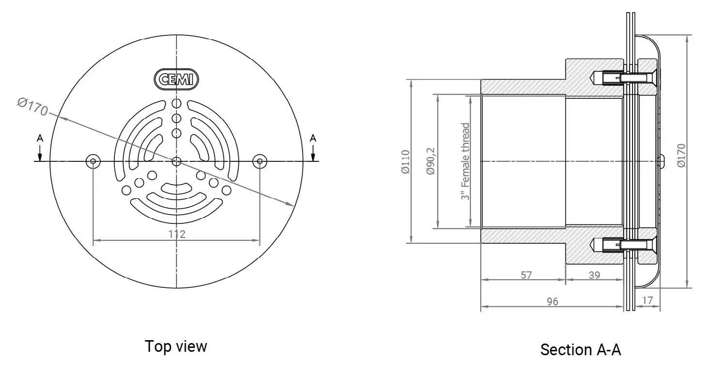 Water return inlet - Wall/Bottom