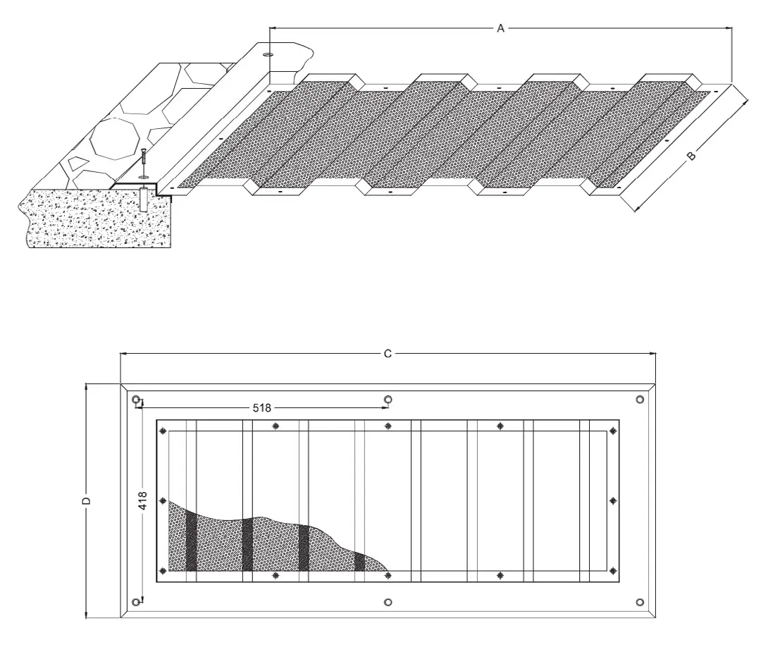 Wall-mounted safety grids rectangular for concrete