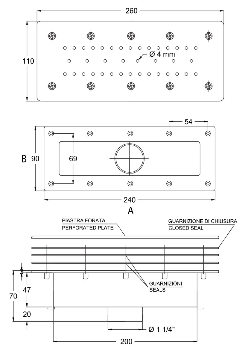 Rectangular air hydro massage plates for concrete and liner