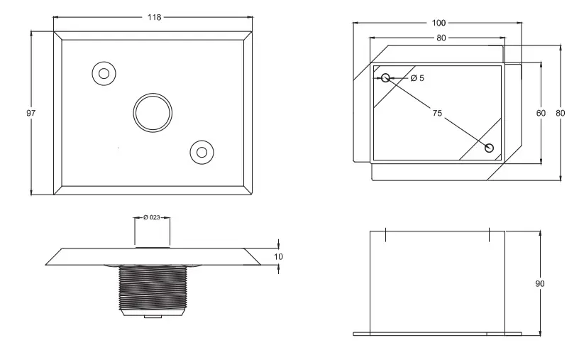 SS AISI 316L pneumatic push button panel