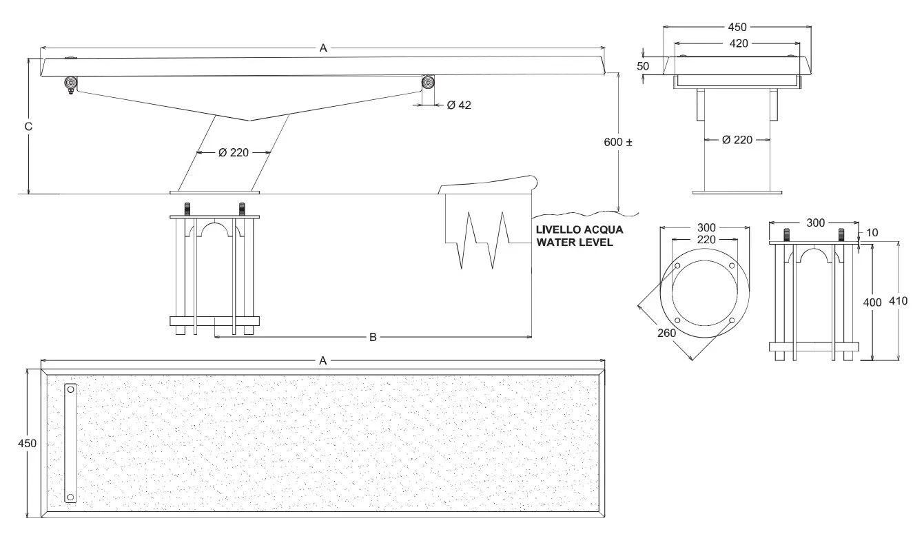 Diving boards canguro - max H 0.60"